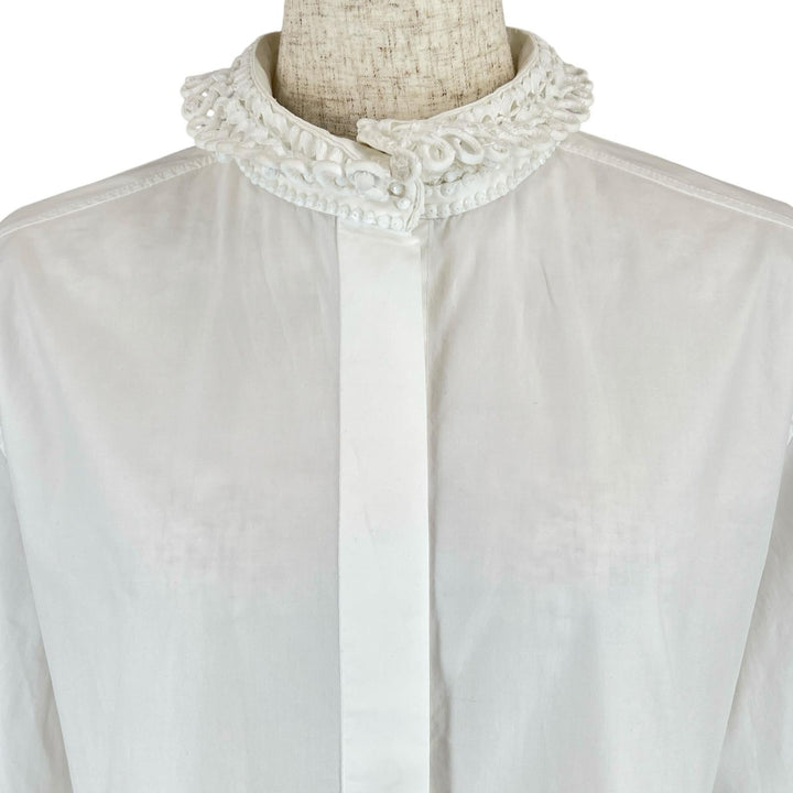 Great VALENTINO Long sleeve shirt With beads white cotton Women 42 WB0AB3155A6