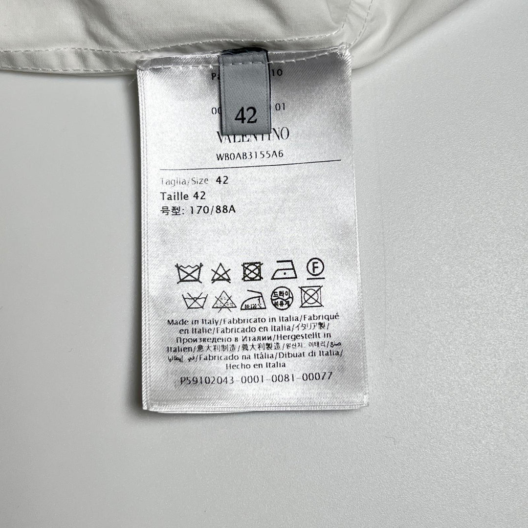 Great VALENTINO Long sleeve shirt With beads white cotton Women 42 WB0AB3155A6
