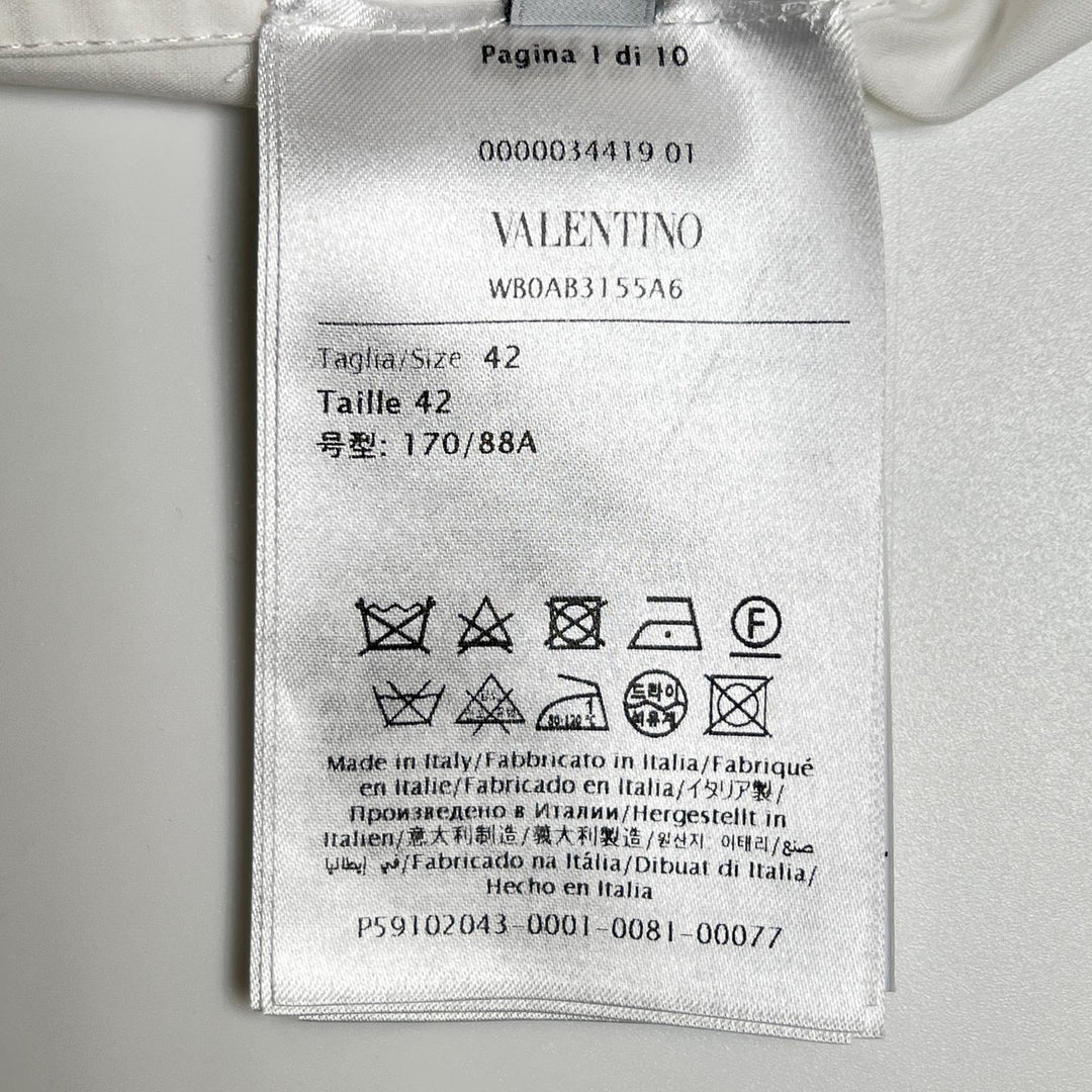 Great VALENTINO Long sleeve shirt With beads white cotton Women 42 WB0AB3155A6