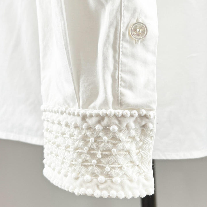Great VALENTINO Long sleeve shirt With beads white cotton Women 42 WB0AB3155A6
