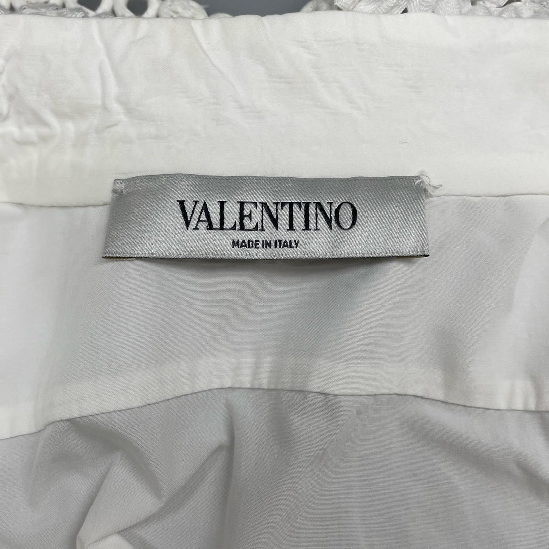 Great VALENTINO Long sleeve shirt With beads white cotton Women 42 WB0AB3155A6