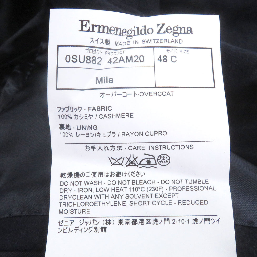 Great Ermenegildo Zegna coat Overcoat Chester Navy cashmere mens 48