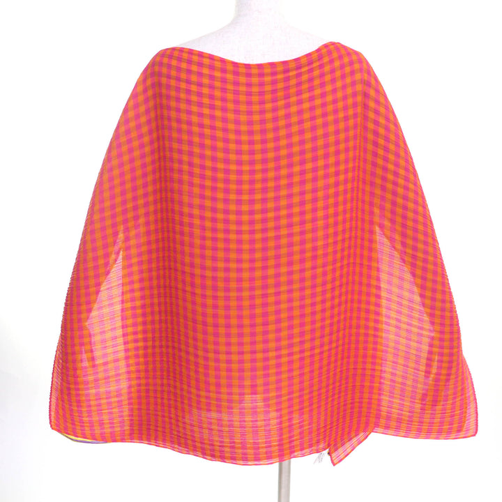 Excellent PLEATS PLEASE poncho Stripe Pattern 2-layer design Women PP32-AD131
