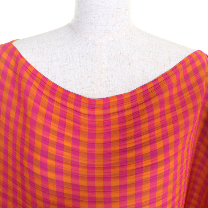 Excellent PLEATS PLEASE poncho Stripe Pattern 2-layer design Women PP32-AD131