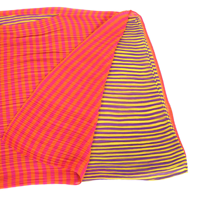 Excellent PLEATS PLEASE poncho Stripe Pattern 2-layer design Women PP32-AD131