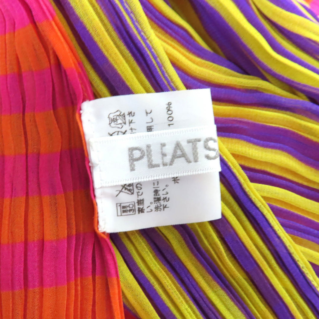 Excellent PLEATS PLEASE poncho Stripe Pattern 2-layer design Women PP32-AD131