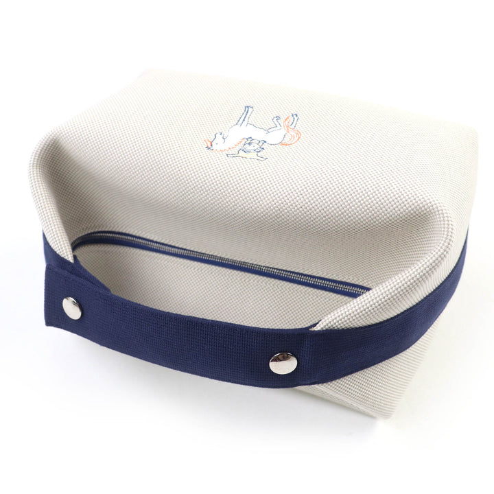 Pristine HERMES Handbag Bride a Black Cabriolet GM Serie button Griper Navy cotton Women