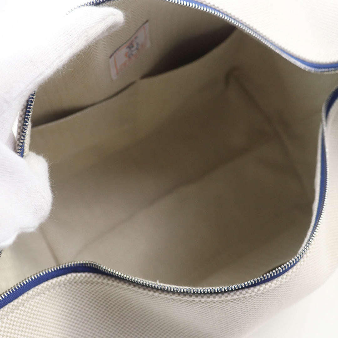 Pristine HERMES Handbag Bride a Black Cabriolet GM Serie button Griper Navy cotton Women