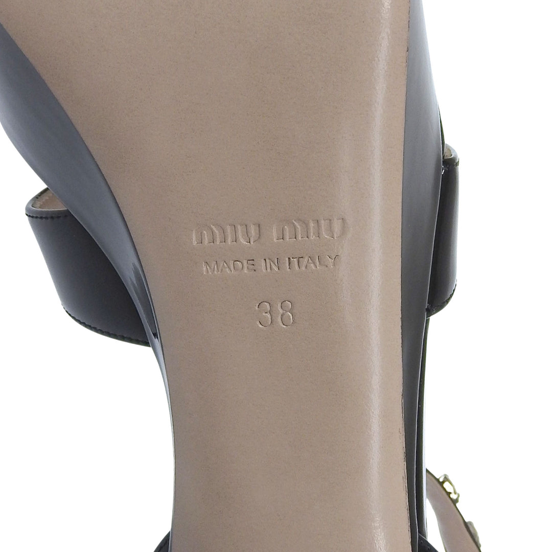 Excellent Miu Miu Sandals Bejeweled ankle strap black Patent leather Women 38