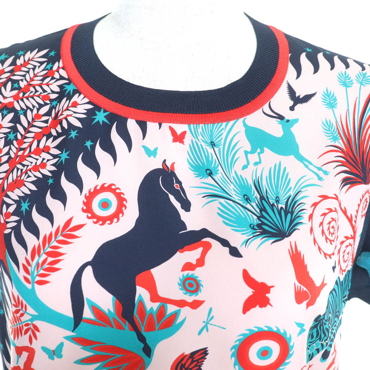 Excellent HERMES Short sleeve knit LE CHARME D’ORPHEE Multi silk Women 40