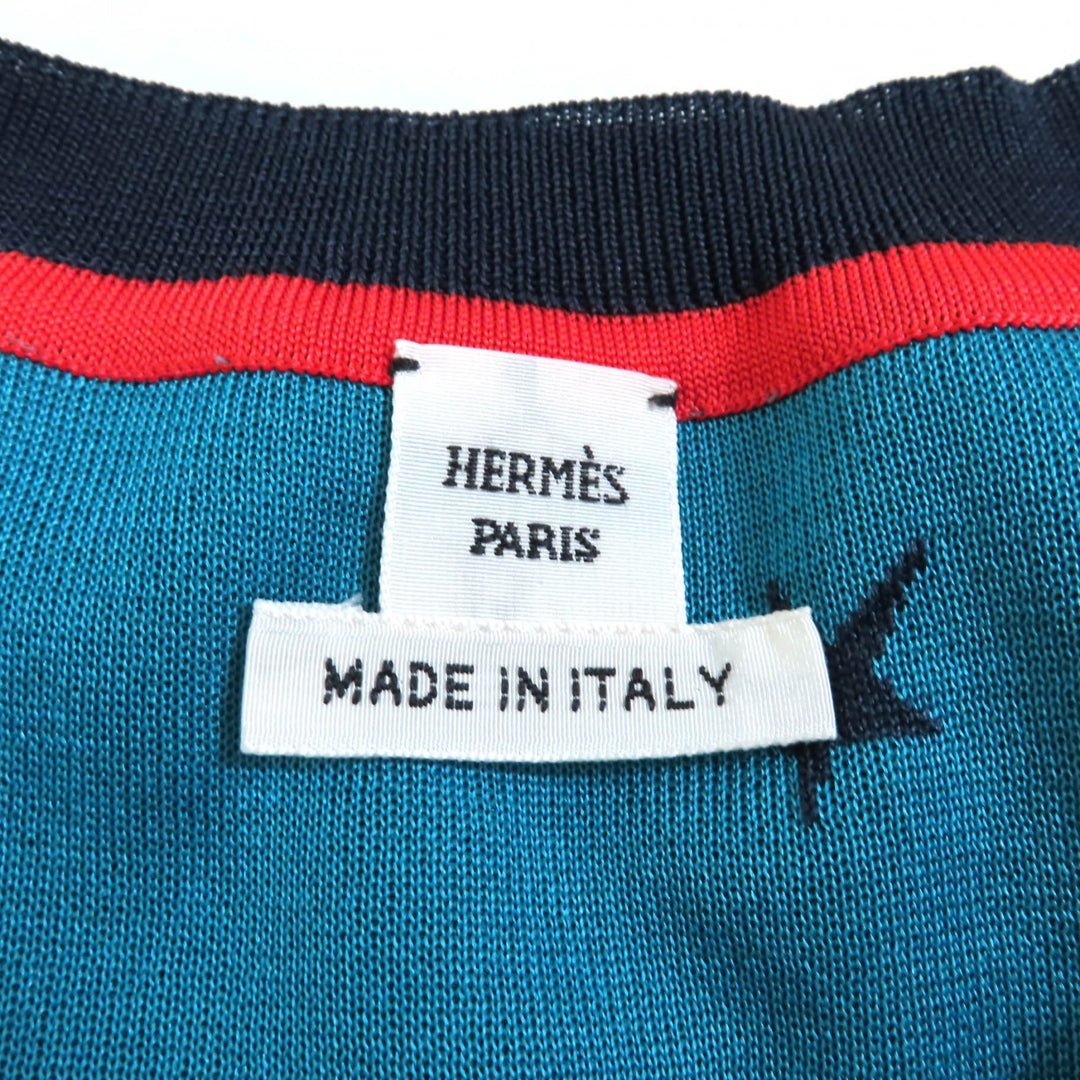 Excellent HERMES Short sleeve knit LE CHARME D’ORPHEE Multi silk Women 40