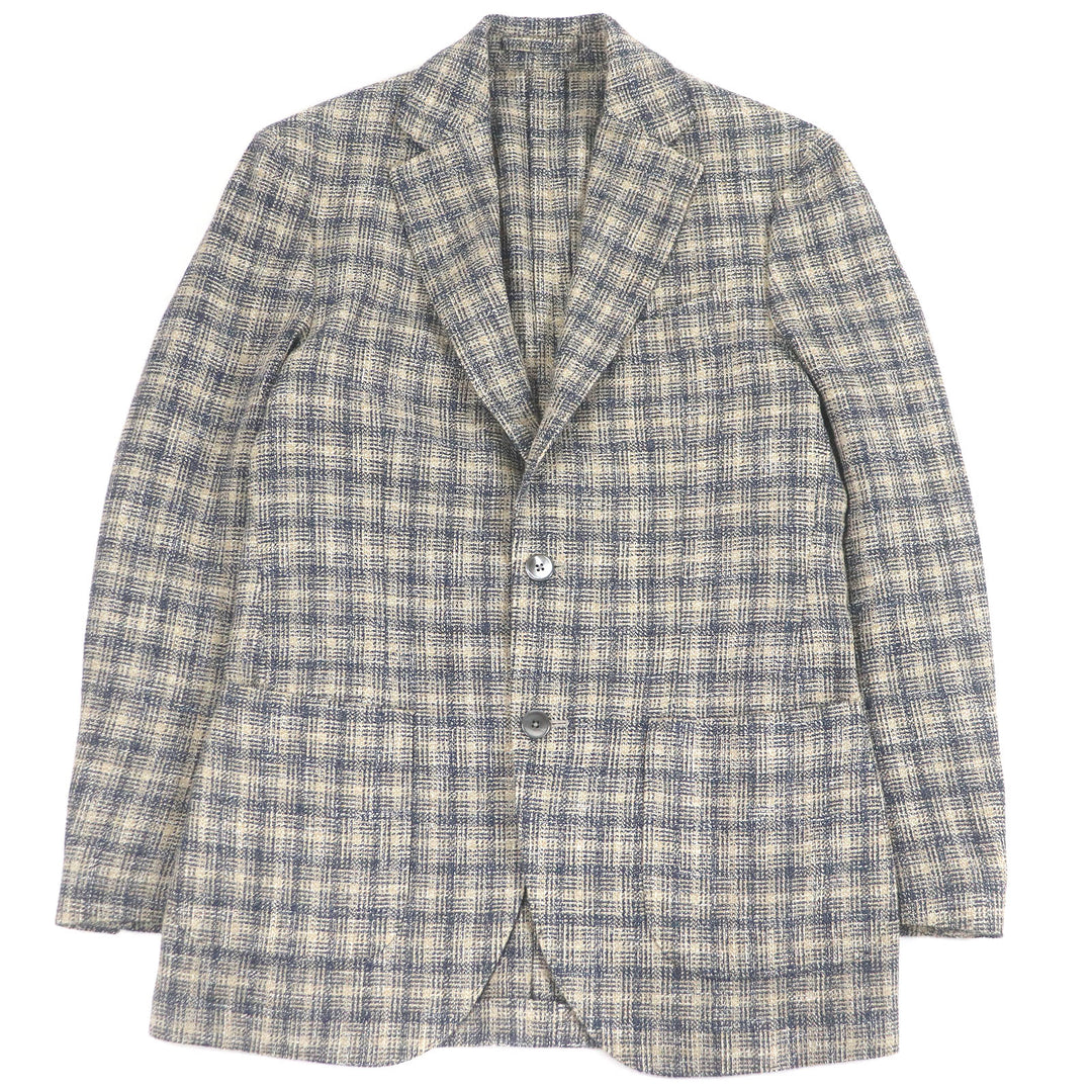 Excellent LARDINI tailored jacket Single unconstructed jacket Beige navy wool