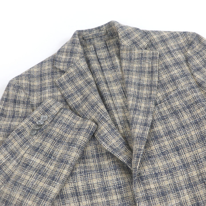 Excellent LARDINI tailored jacket Single unconstructed jacket Beige navy wool