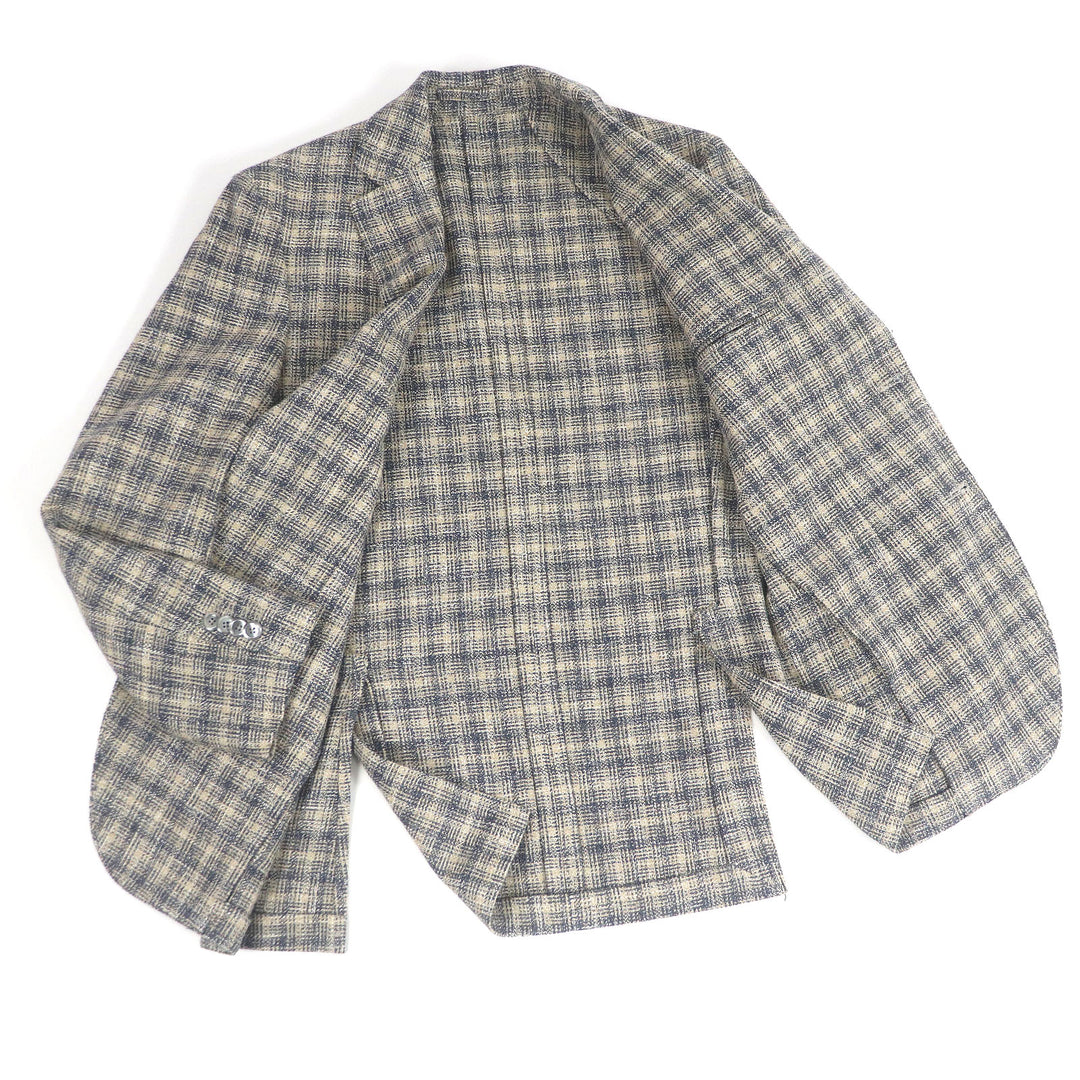 Excellent LARDINI tailored jacket Single unconstructed jacket Beige navy wool mens 44