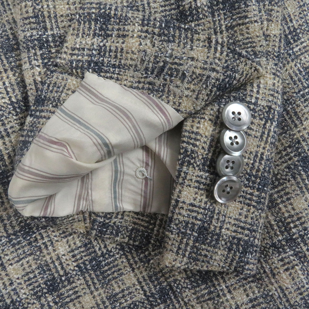 Excellent LARDINI tailored jacket Single unconstructed jacket Beige navy wool
