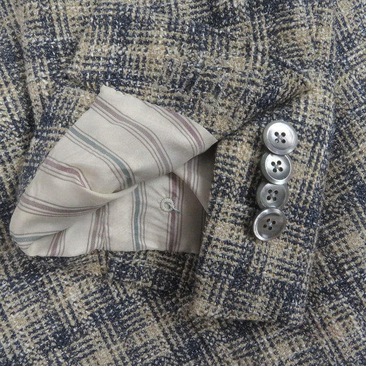 Excellent LARDINI tailored jacket Single unconstructed jacket Beige navy wool