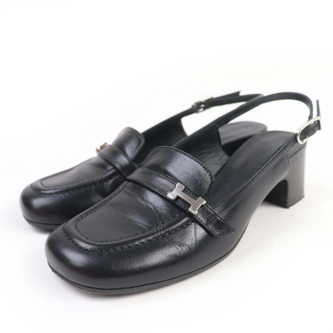 Great HERMES pumps Anfini Strap slingback leather black leather Women 36