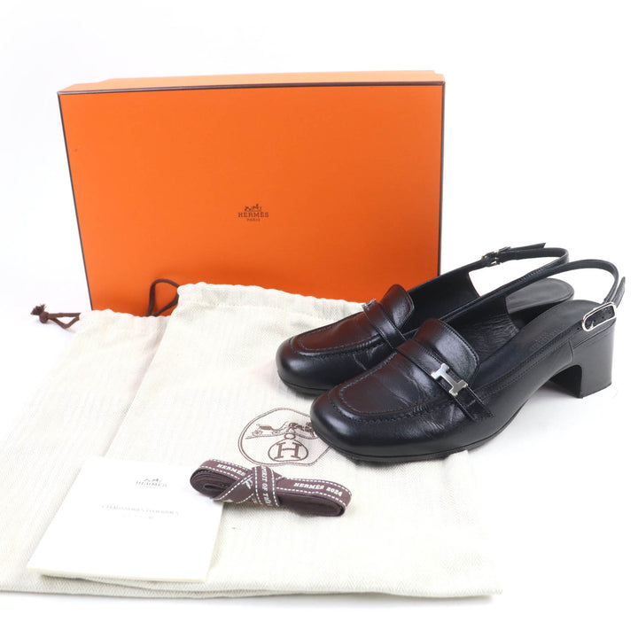 Great HERMES pumps Anfini Strap slingback leather black leather Women 36