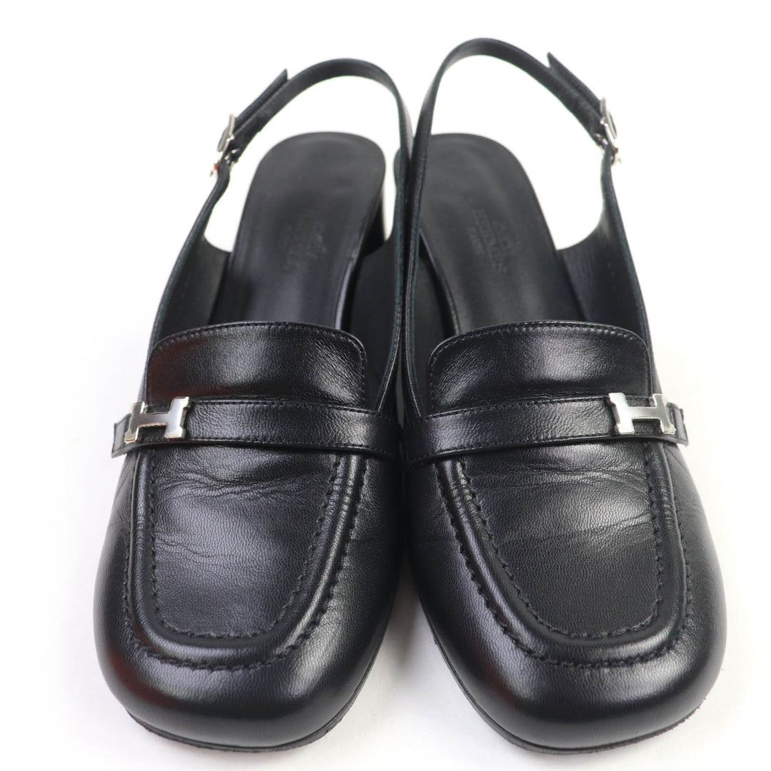 Great HERMES pumps Anfini Strap slingback leather black leather Women 36