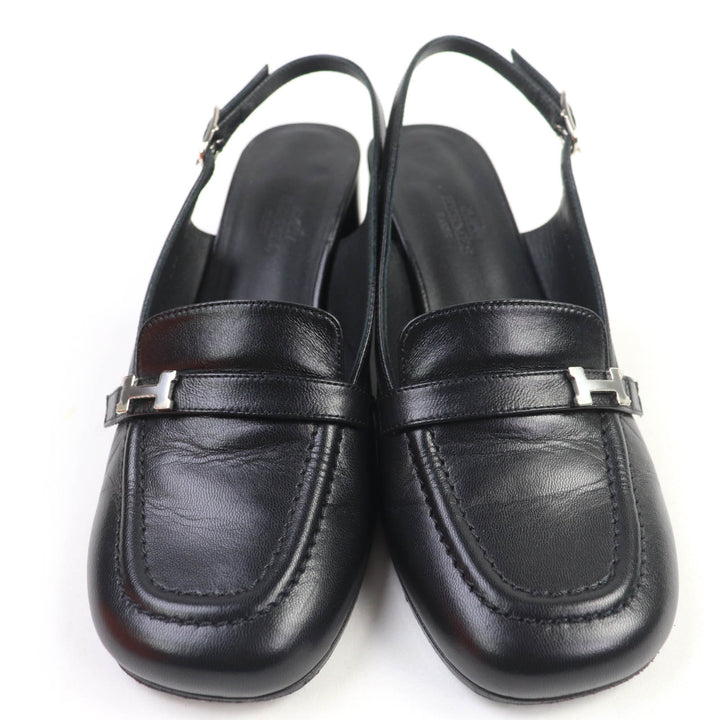 Great HERMES pumps Anfini Strap slingback leather black leather Women 36