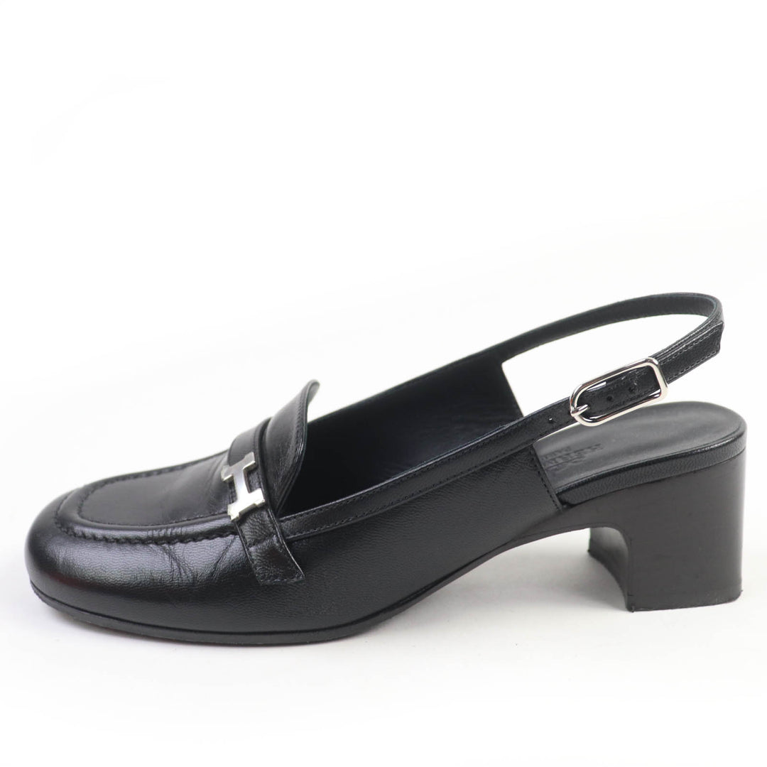 Great HERMES pumps Anfini Strap slingback leather black leather Women 36