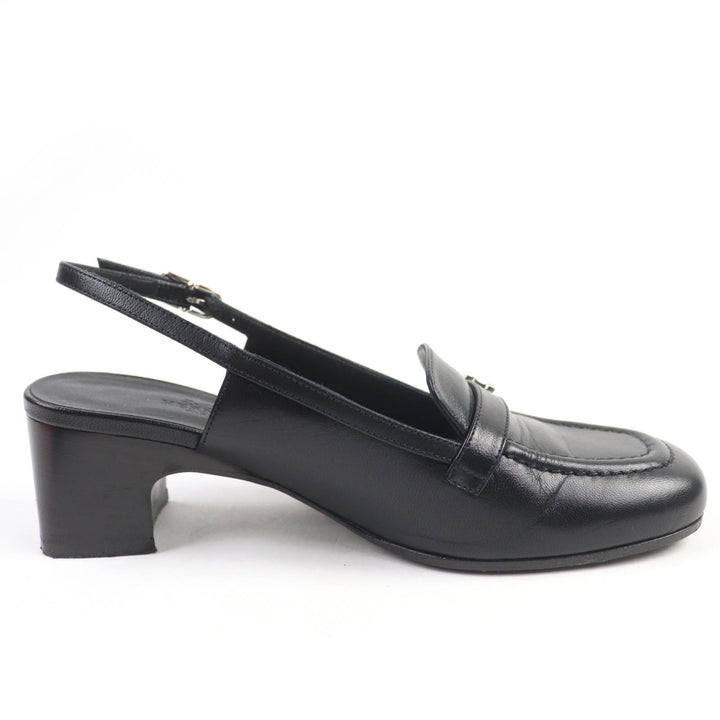 Great HERMES pumps Anfini Strap slingback leather black leather Women 36