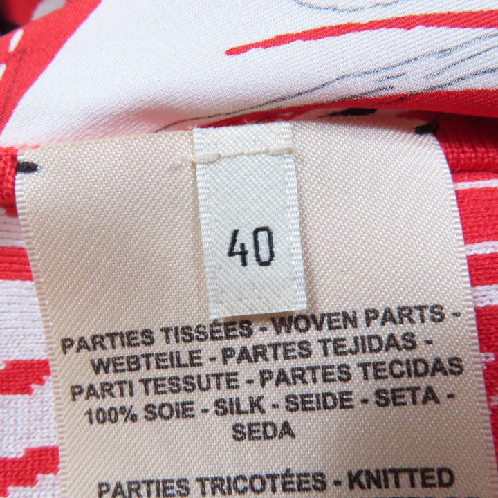 Excellent HERMES Short sleeve knit Jungle love Red series silk Women 40 3E2868D3
