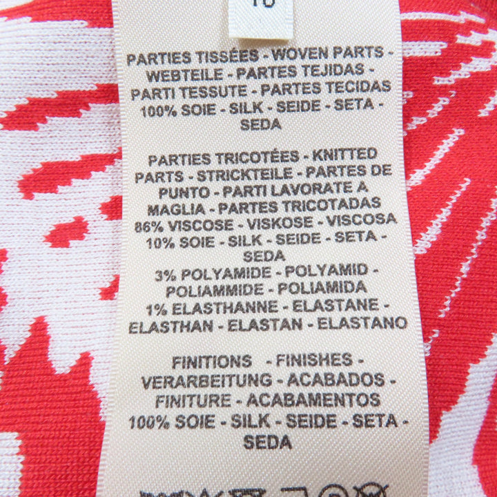 Excellent HERMES Short sleeve knit Jungle love Red series silk Women 40 3E2868D3