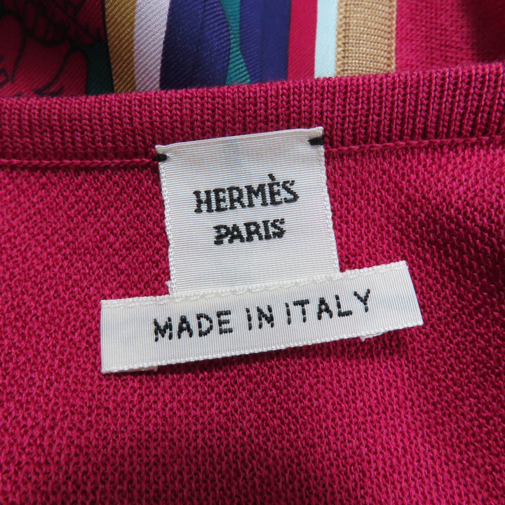 Excellent HERMES Short sleeve knit George Washington carriage twill laine 40