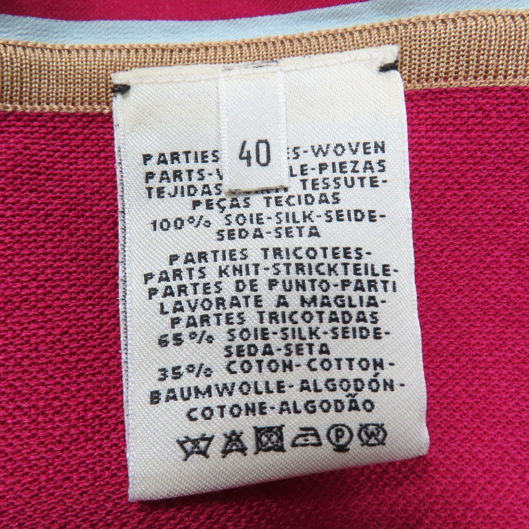 Excellent HERMES Short sleeve knit George Washington carriage twill laine 40