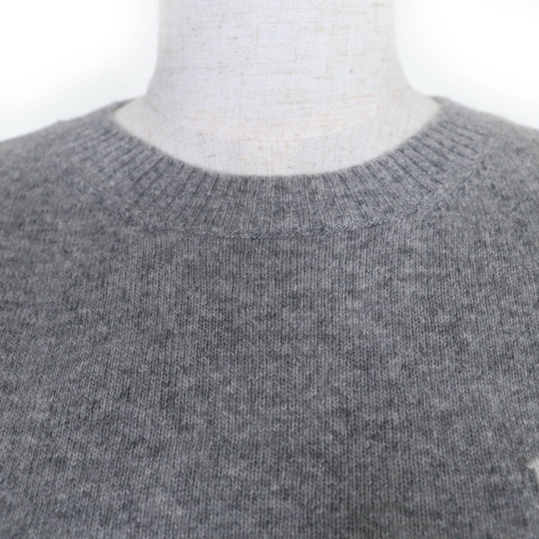Great PRADA knit Logo Long Sleeve gray Virgin wool Women 36 P24S1L