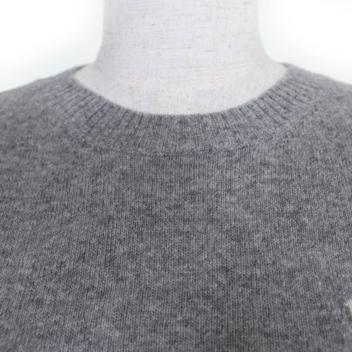 Great PRADA knit Logo Long Sleeve gray Virgin wool Women 36 P24S1L