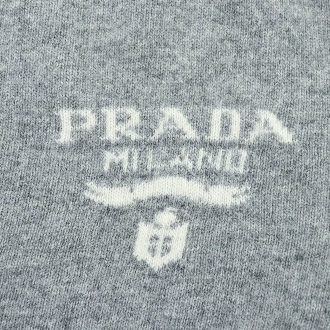 Great PRADA knit Logo Long Sleeve gray Virgin wool Women 36 P24S1L