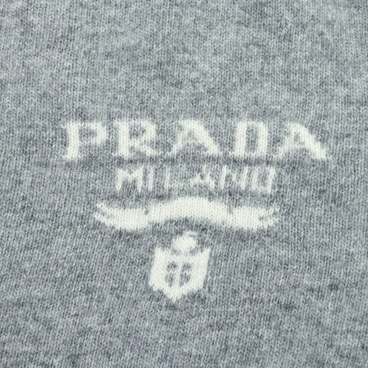 Great PRADA knit Logo Long Sleeve gray Virgin wool Women 36 P24S1L
