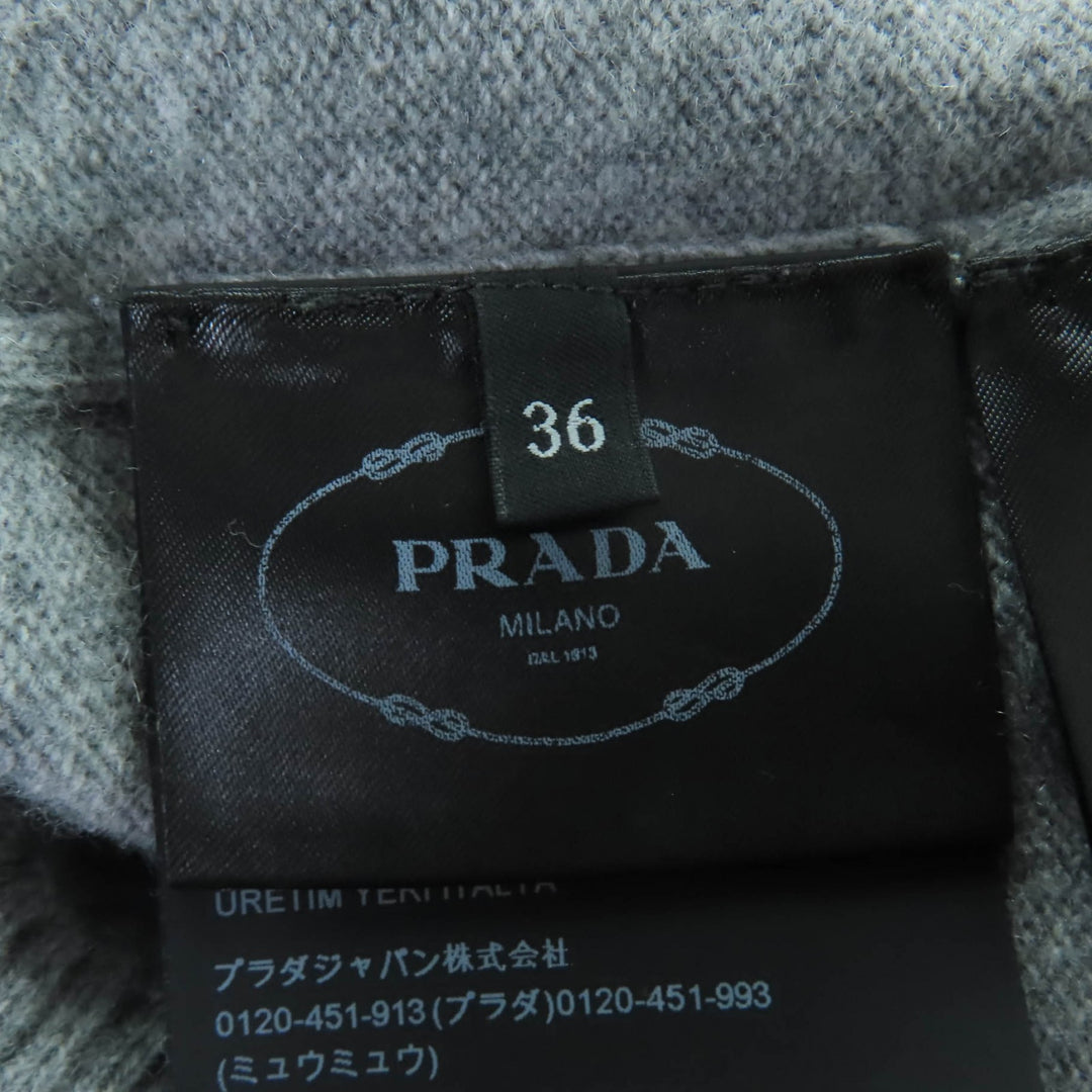 Great PRADA knit Logo Long Sleeve gray Virgin wool Women 36 P24S1L