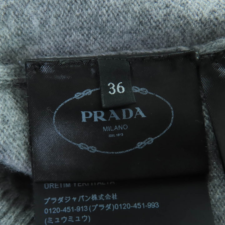 Great PRADA knit Logo Long Sleeve gray Virgin wool Women 36 P24S1L