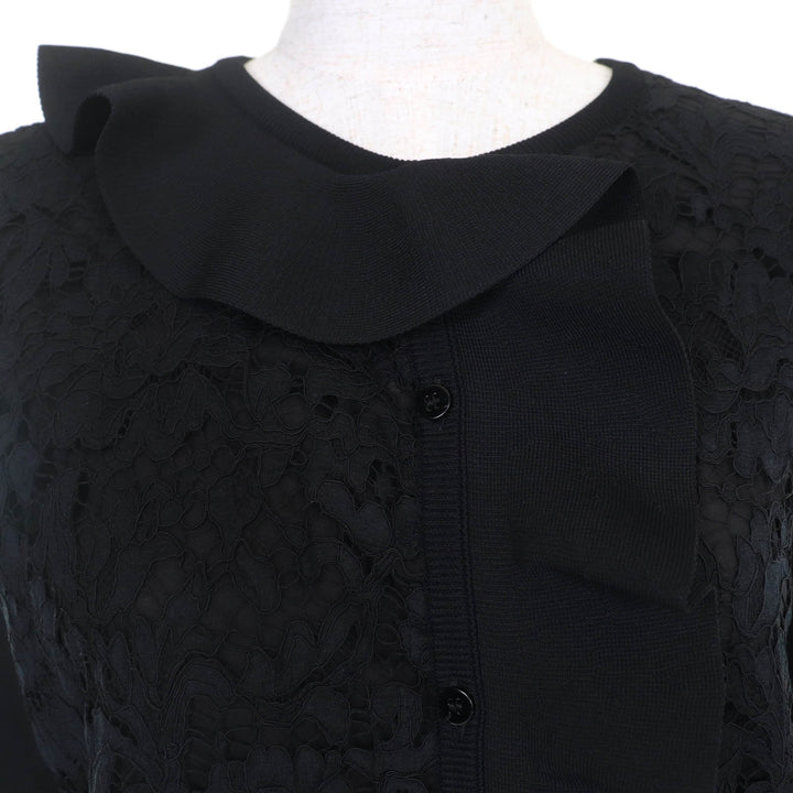 Great VALENTINO cardigan Lace-trimmed long-sleeved knit Women M QB2KA01443K