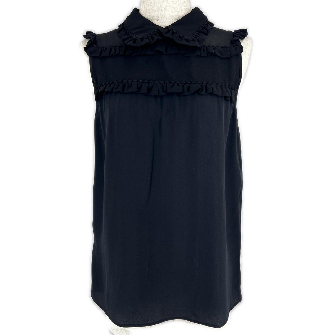 Excellent Miu Miu blouse No sleeve black silk Women 40 MK1034