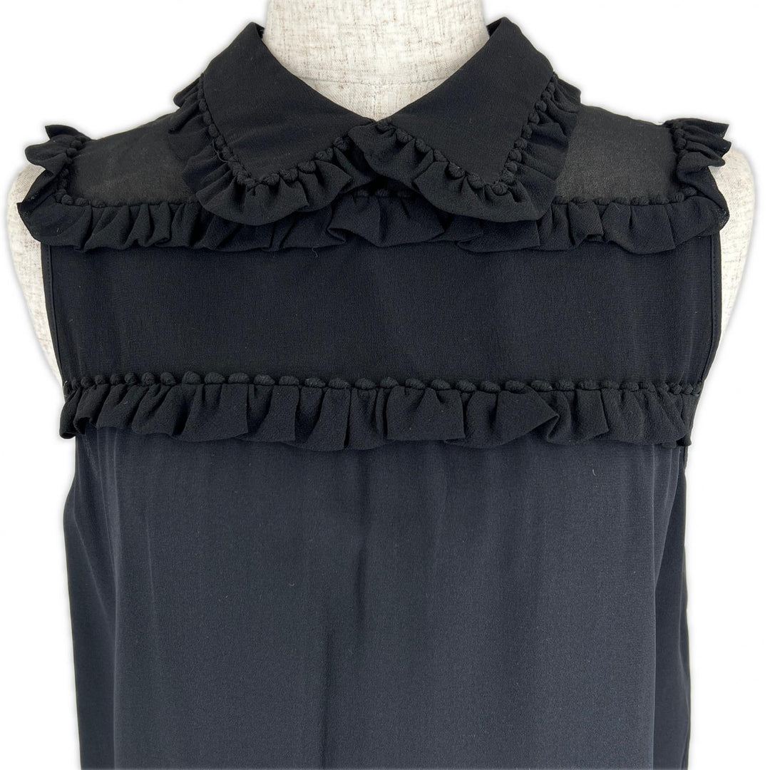 Excellent Miu Miu blouse No sleeve black silk Women 40 MK1034