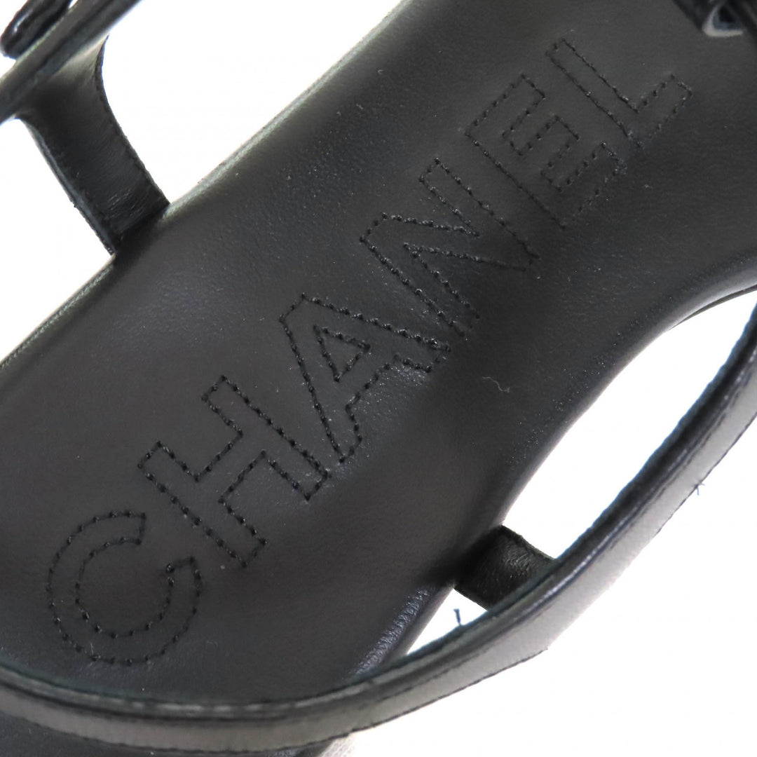 Pristine CHANEL Sandals COCO Mark ankle strap thong sandal flats 24C G45428