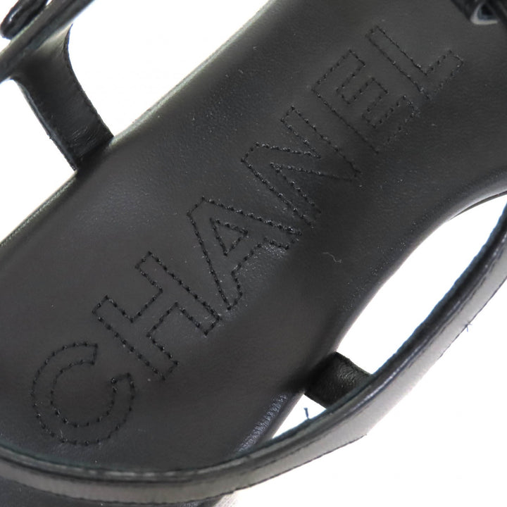 Pristine CHANEL Sandals COCO Mark ankle strap thong sandal flats 24C G45428