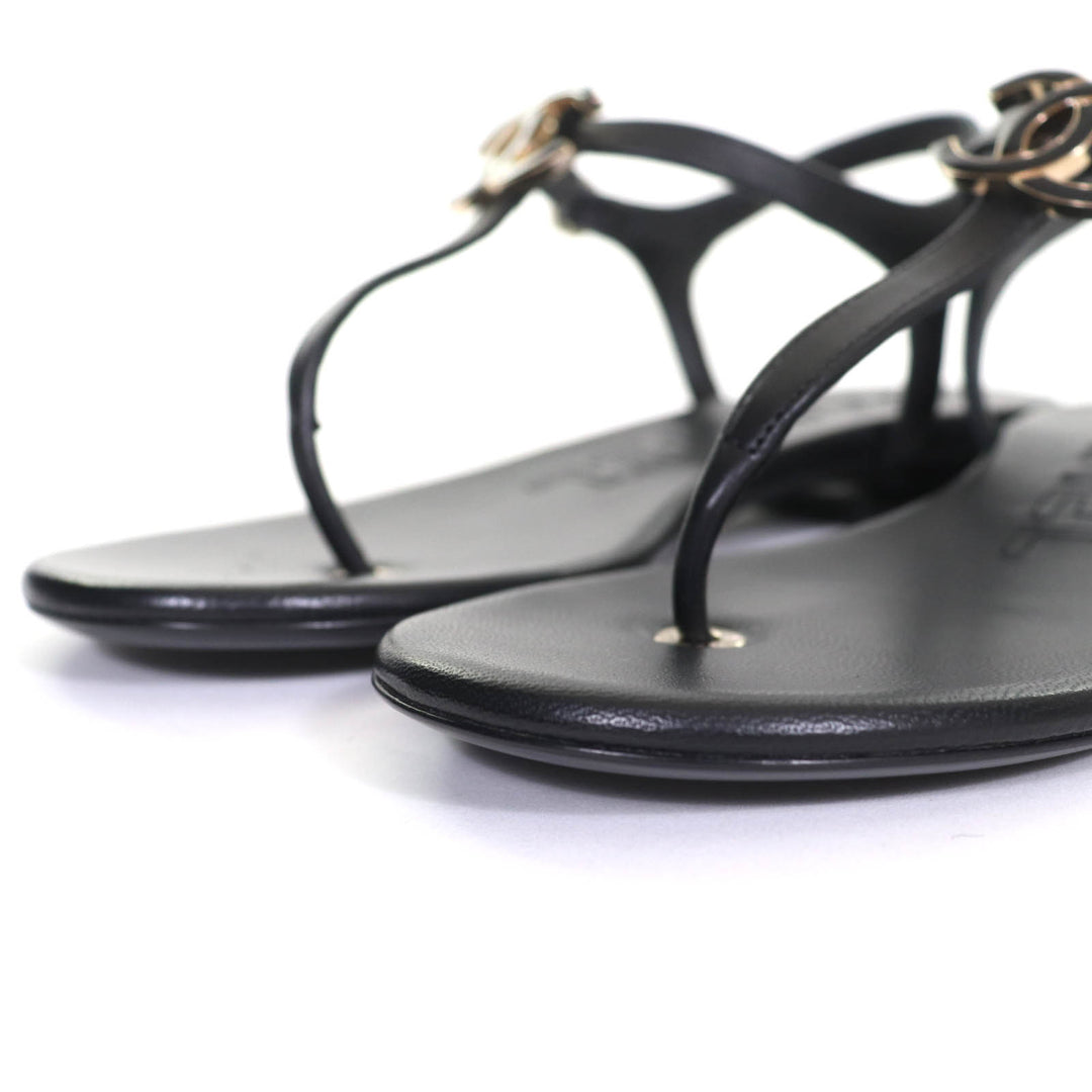 Pristine CHANEL Sandals COCO Mark ankle strap thong sandal flats 24C G45428