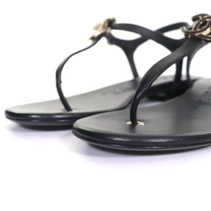 Pristine CHANEL Sandals COCO Mark ankle strap thong sandal flats 24C G45428
