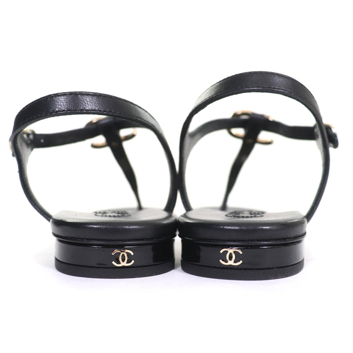 Pristine CHANEL Sandals COCO Mark ankle strap thong sandal flats 24C G45428