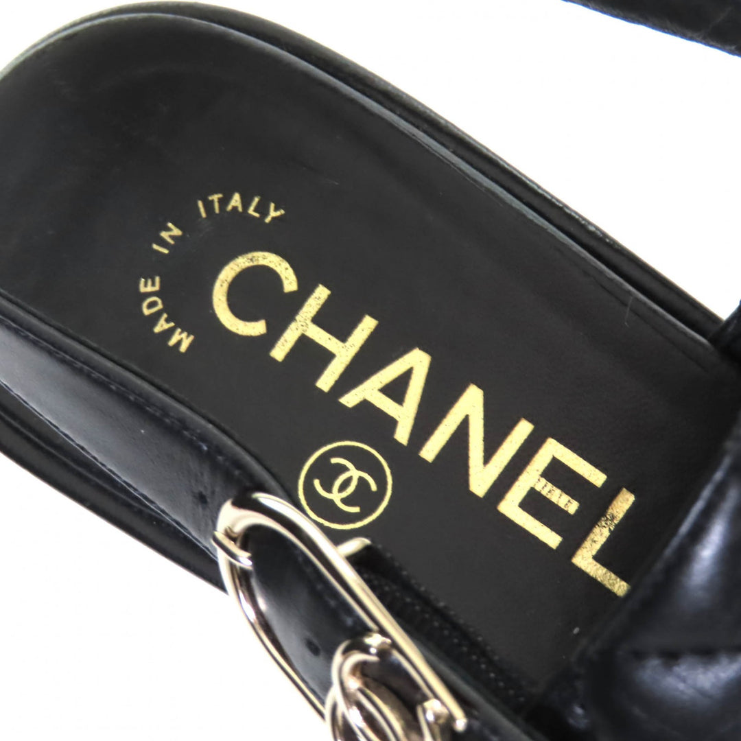 Excellent CHANEL Sandals COCO Mark Matelasse With Strap Leather Sandals 24P