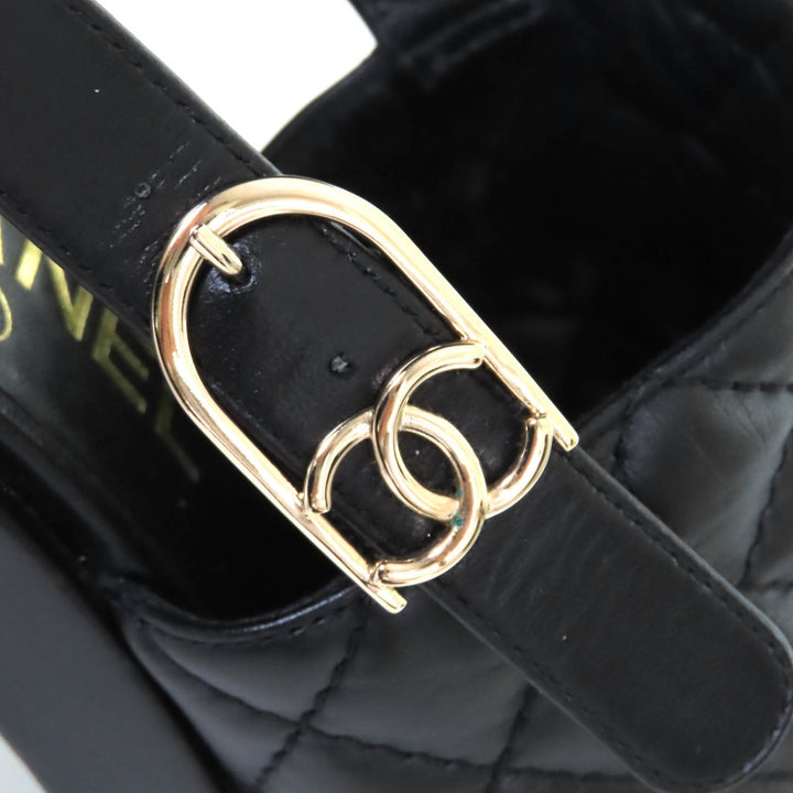 Excellent CHANEL Sandals COCO Mark Matelasse With Strap Leather Sandals 24P