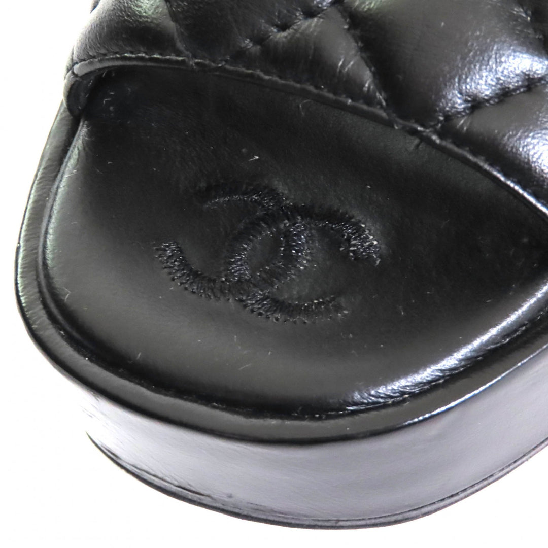 Excellent CHANEL Sandals COCO Mark Matelasse With Strap Leather Sandals 24P