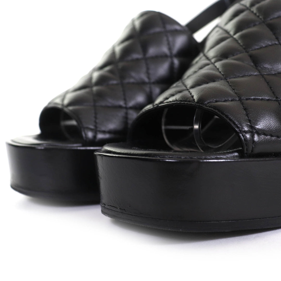 Excellent CHANEL Sandals COCO Mark Matelasse With Strap Leather Sandals 24P