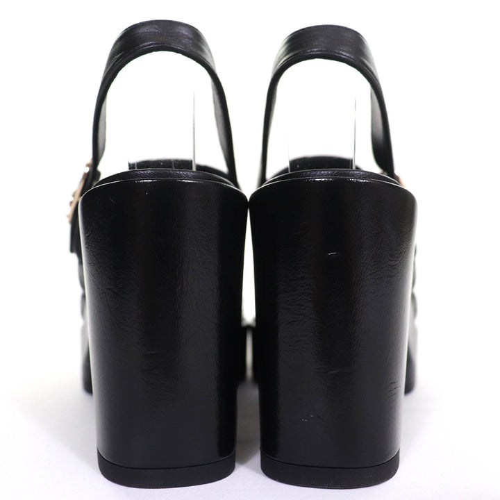 Excellent CHANEL Sandals COCO Mark Matelasse With Strap Leather Sandals 24P