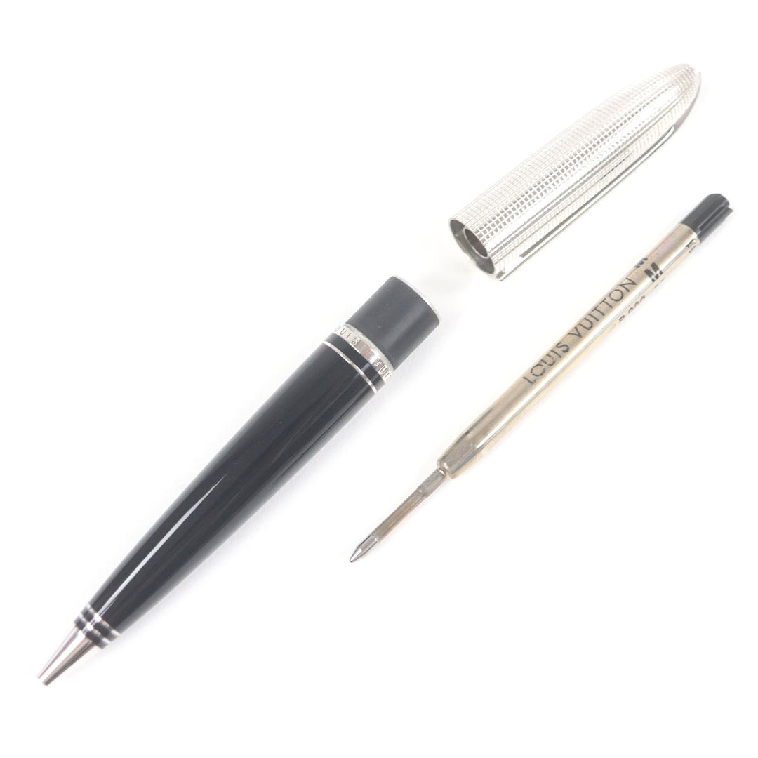 Great LOUIS VUITTON Ballpoint pen Dock lacquer Twist type Black Silver mens